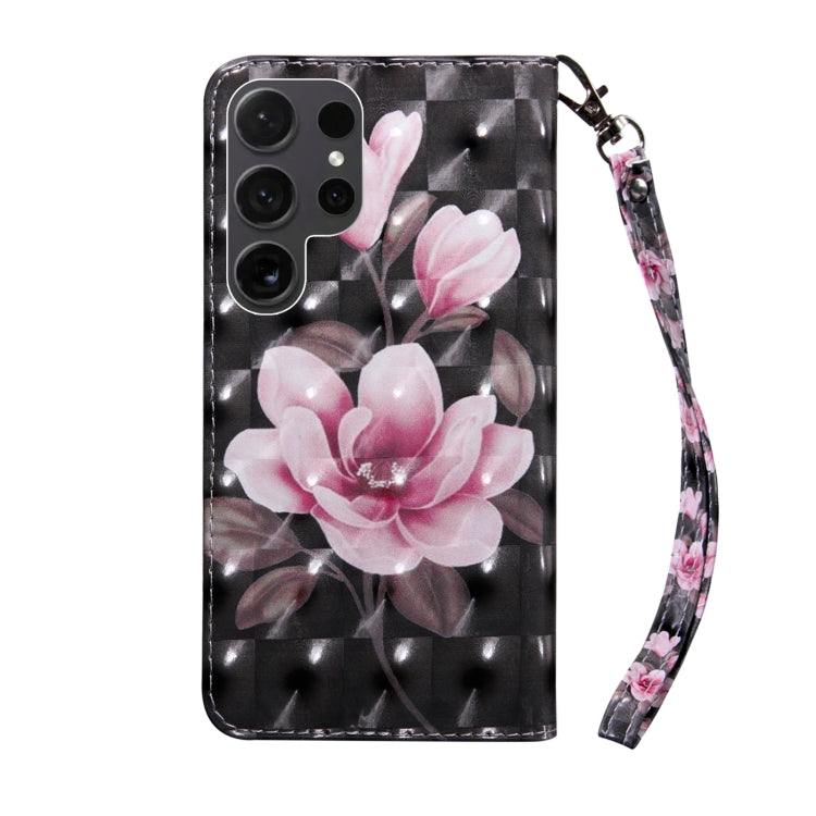 Pink 3D painted leather phone case for Samsung Galaxy S24 Ultra 5G, showcasing its stylish design and functional features.